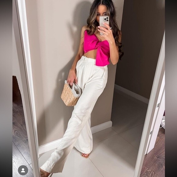 ZARA SATIN EFFECT FULL LENGTH DART PANTS - Picture 4 of 10